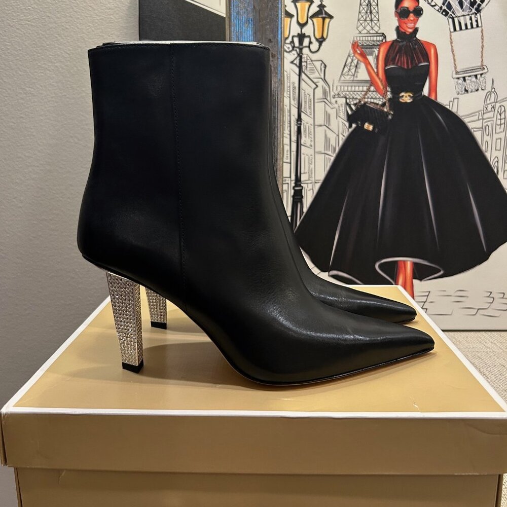 Michael Kors Halle Embellished Leather Ankle Boots